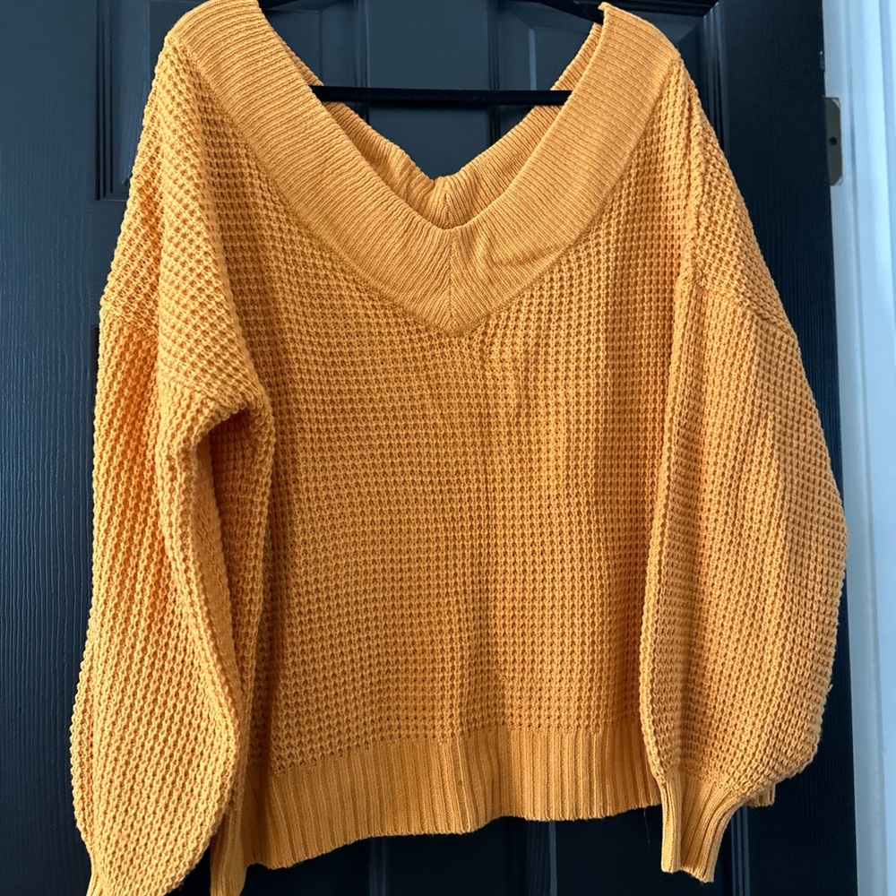 Cozy Knit V-Neck Sweater - Mustard